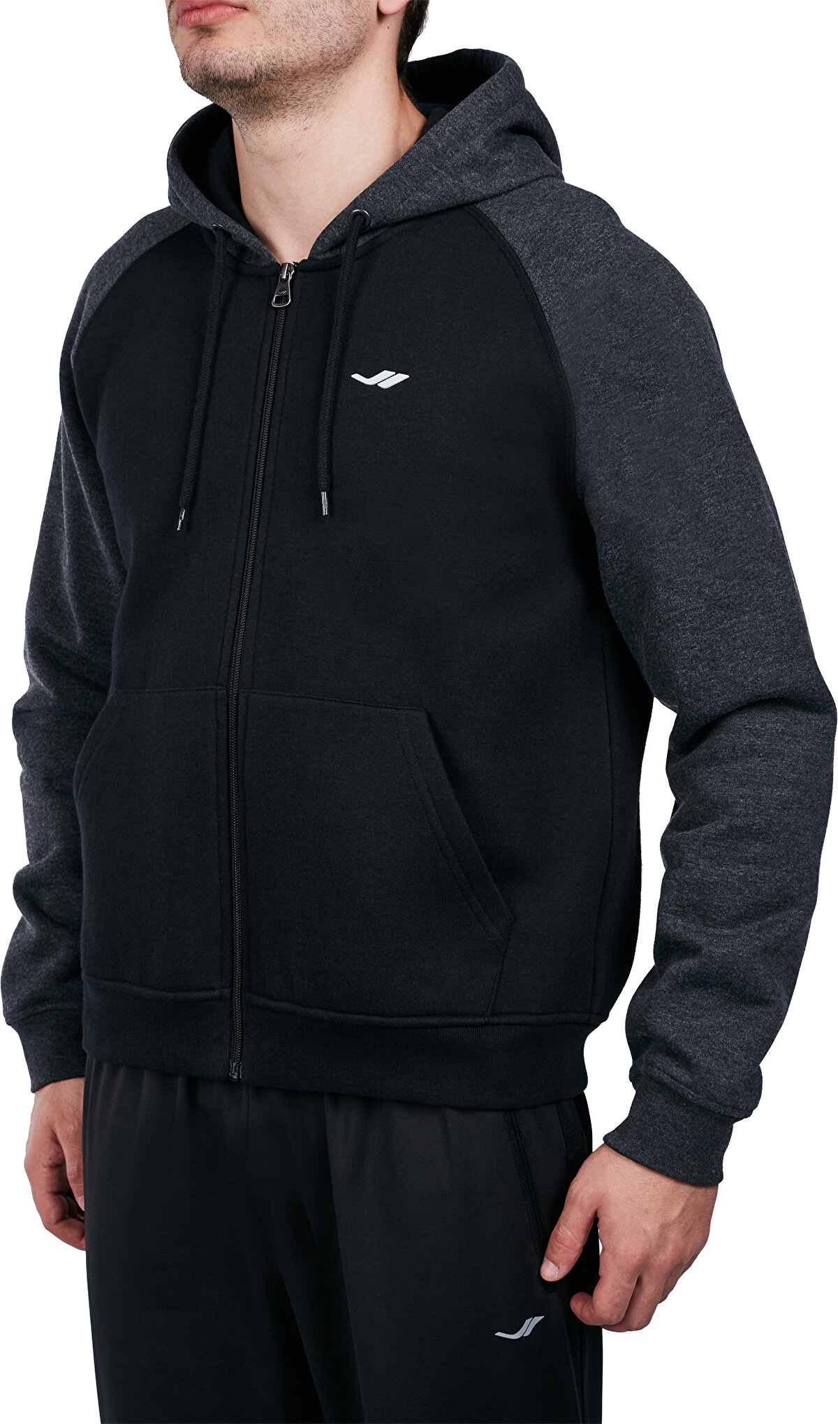 LESCON 18N-1137 Siyah Erkek Fermuarlı Kapüşonlu Sweatshirt