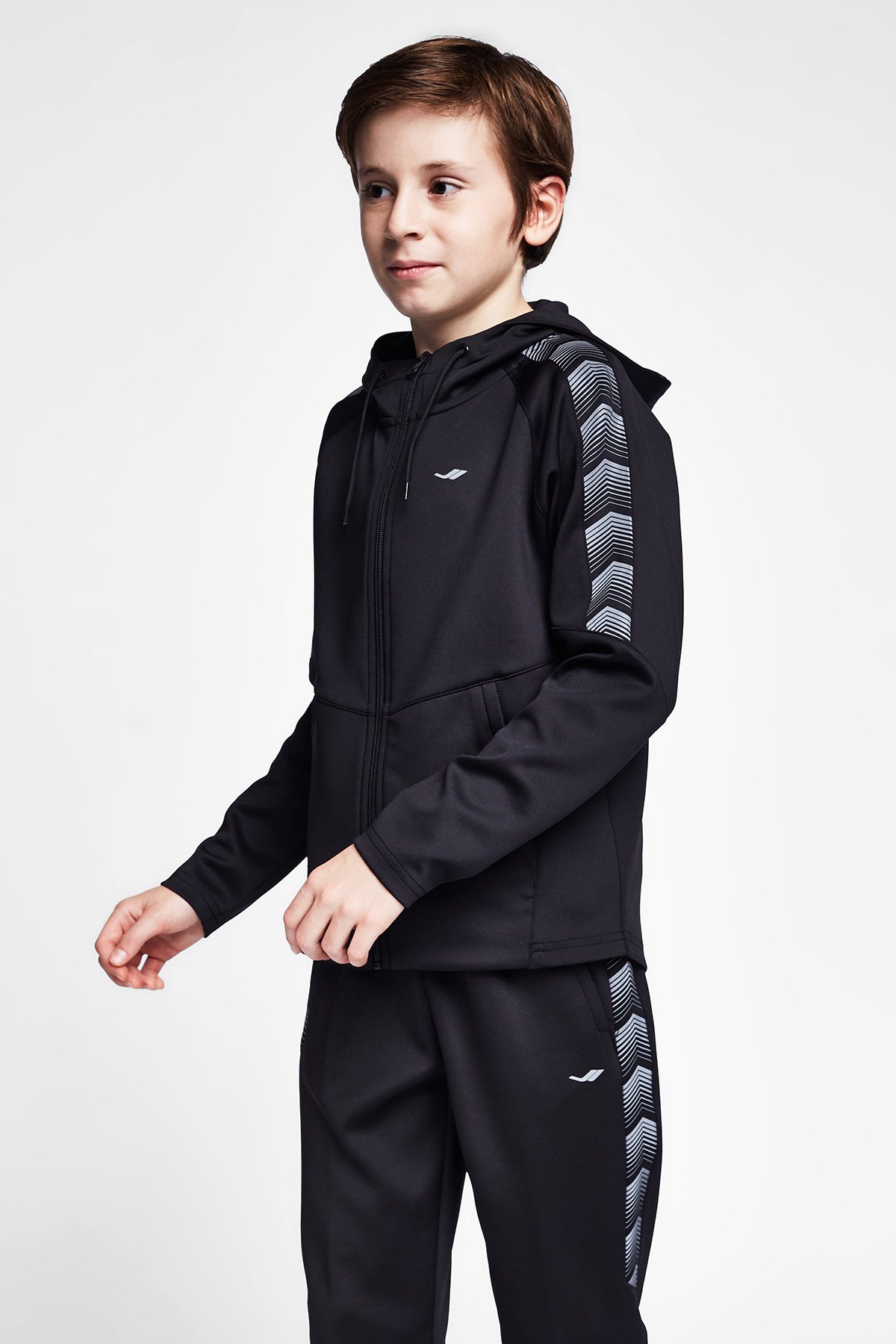 LESCON Siyah Çocuk Fermuarlı Kapüşonlu Sweatshirt 20B-3112