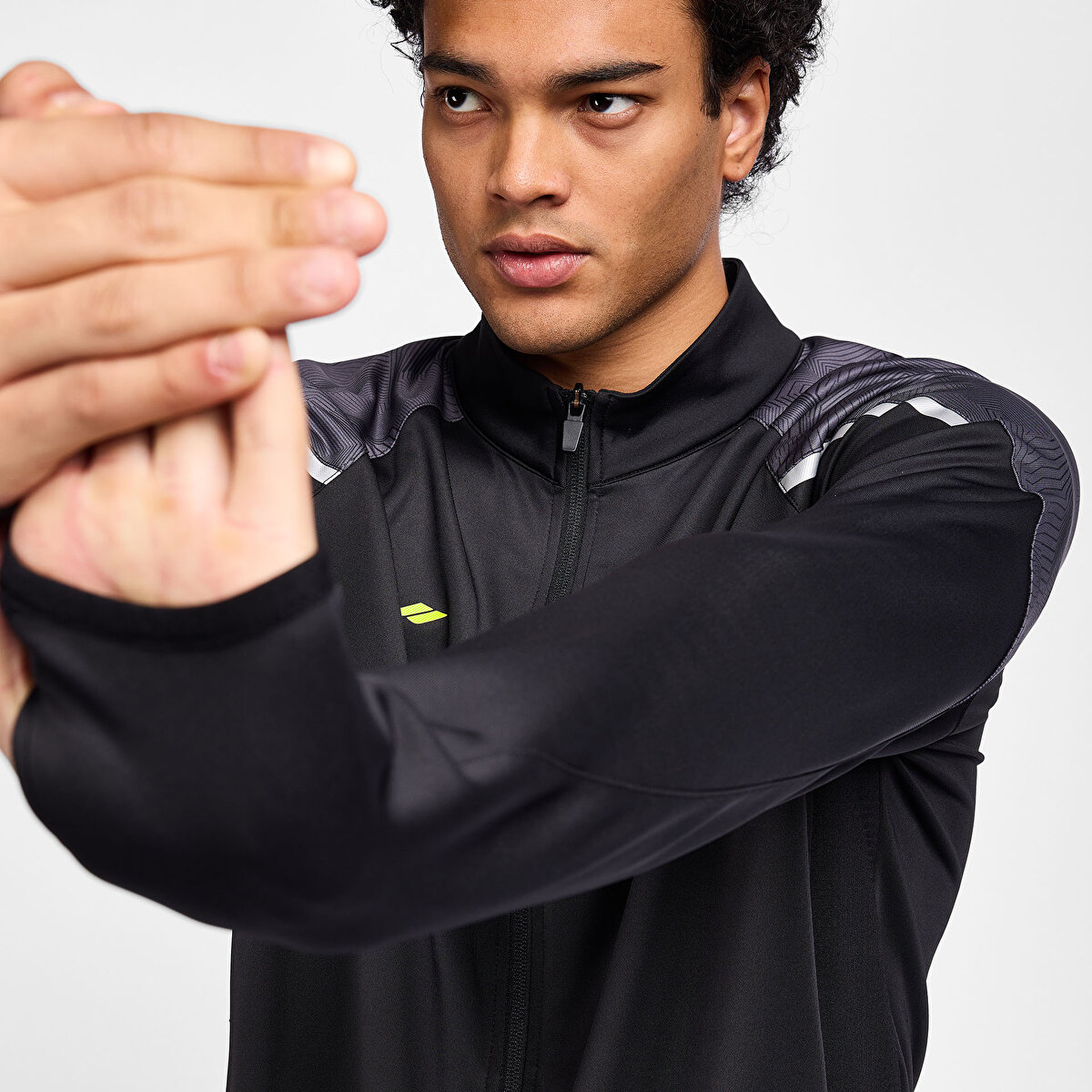 Erkek Siyah Futbol Fermuarlı Sweatshirt 25B-1031 | Lescon