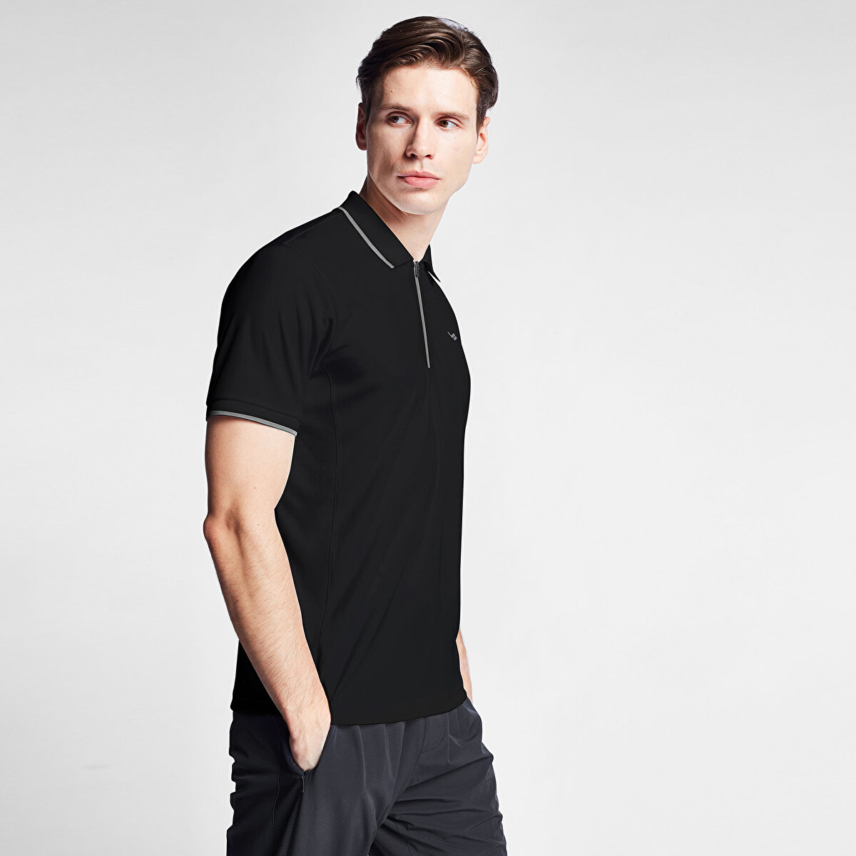 Erkek Siyah Polo Yaka T-Shirt 25B-1046 | Lescon