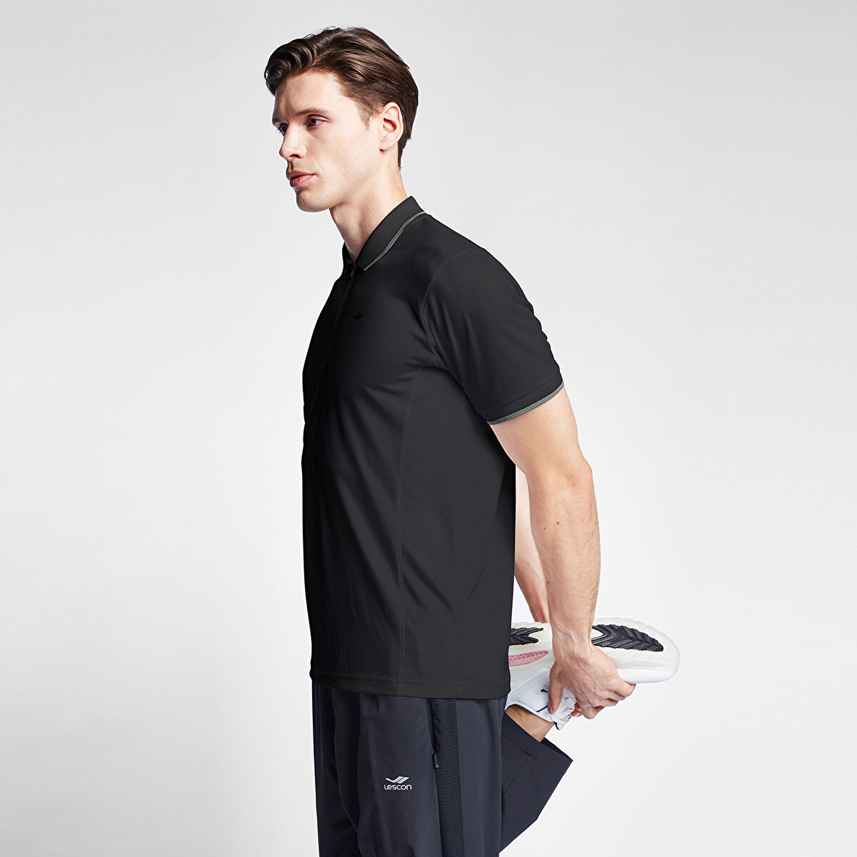 Erkek Siyah Polo Yaka T-Shirt 25B-1046 | Lescon