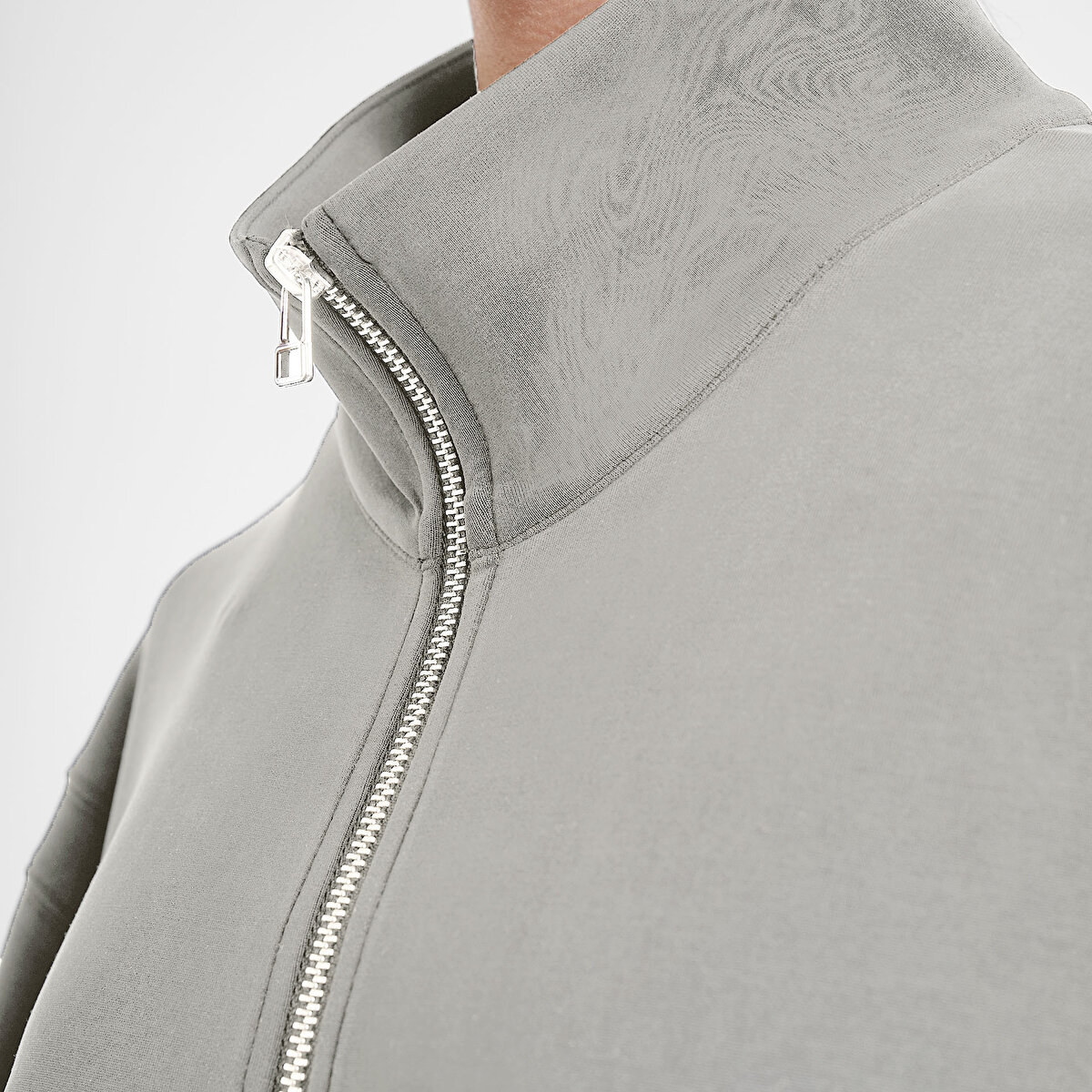 Kadın Ekru Fermuarlı Sweatshirt | Lescon
