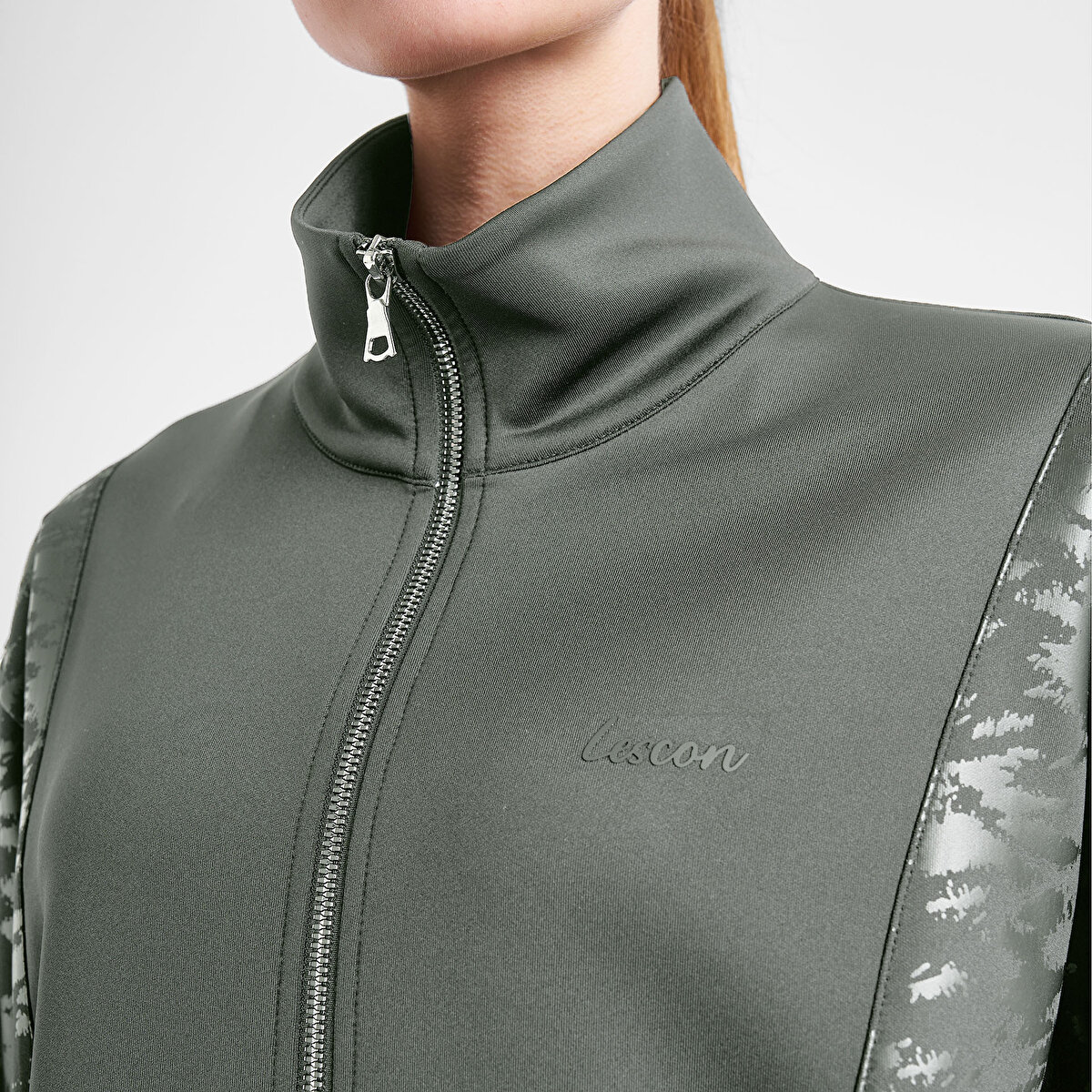 Kadın Yeşil Fermuarlı Sweatshirt 25N-2129 | Lescon