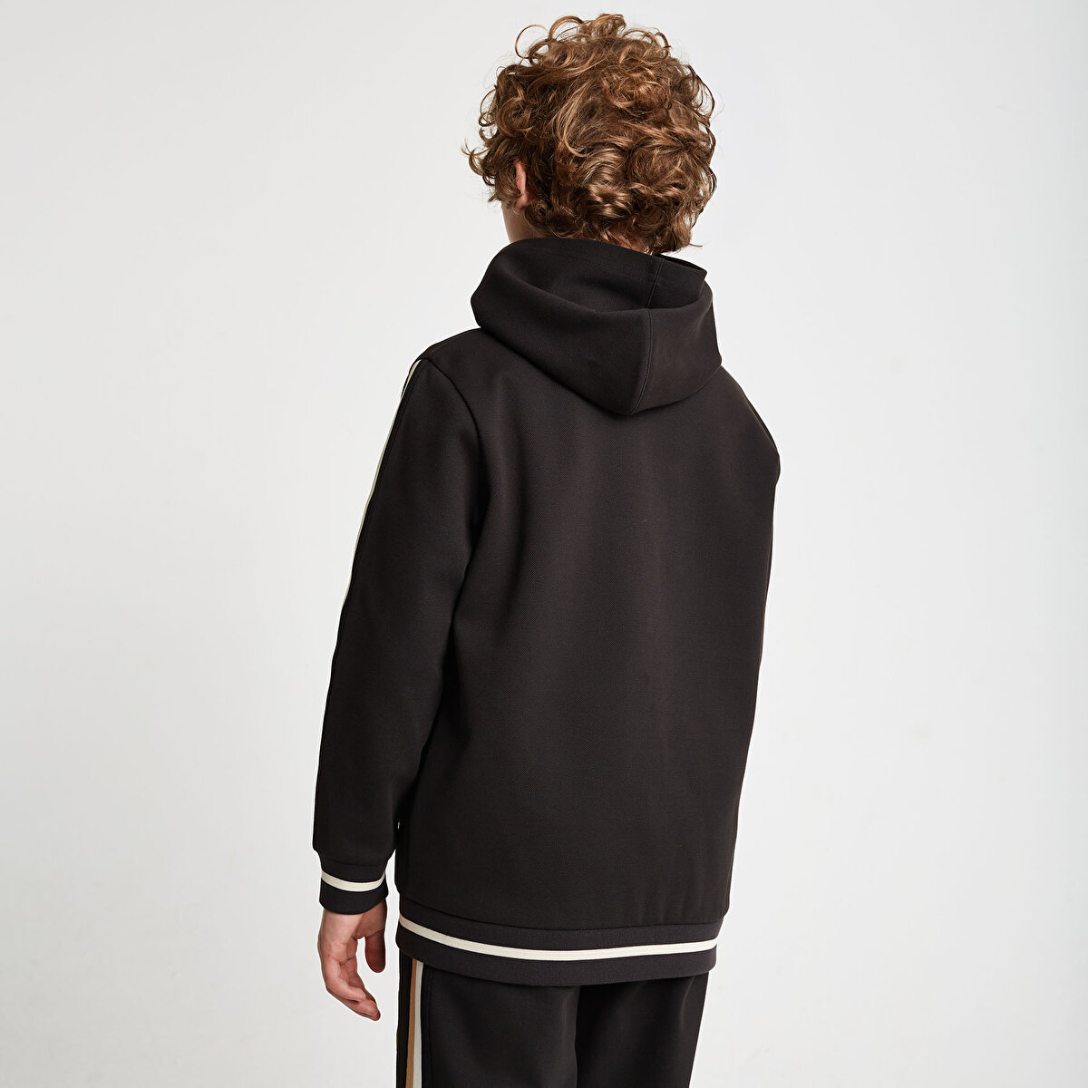 Çocuk Siyah Fermuarlı Kapüşonlu Sweatshirt 25N-3130 | Lescon
