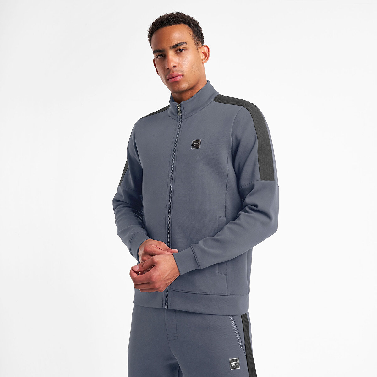 Erkek Gri Fermuarlı Sweatshirt 25N-1141 | Lescon