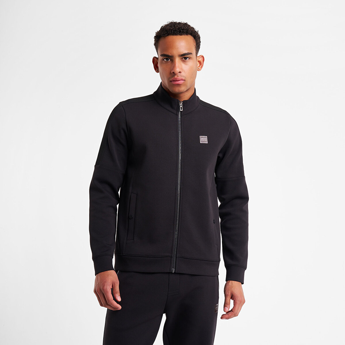 CQ 4+ CQＣ+×2 Erkek Siyah Fermuarlı Sweatshirt 25N-1141 | Lescon