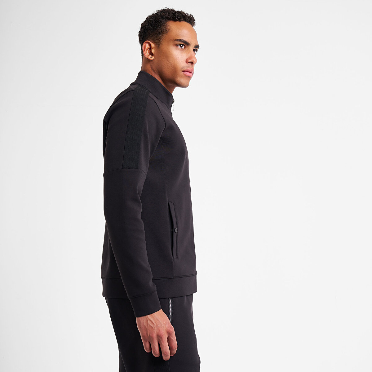 Erkek Siyah Fermuarlı Sweatshirt 25N-1141 | Lescon
