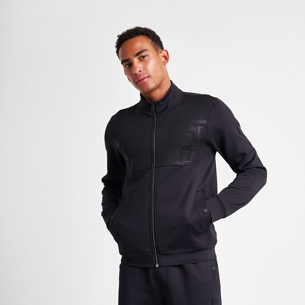 Erkek Siyah Fermuarlı Sweatshirt 25N-1135 | Lescon