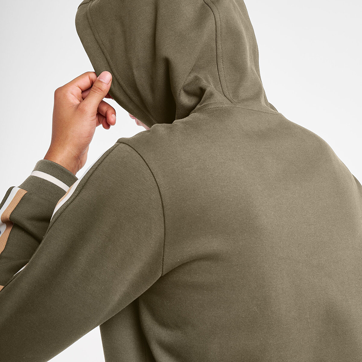 Erkek Haki Fermuarlı Kapüşonlu Sweatshirt 25N-1130 | Lescon