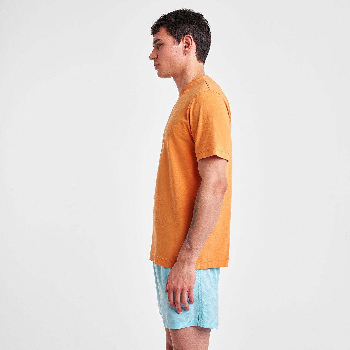Erkek Turuncu Kısa Kollu T-Shirt | Lescon