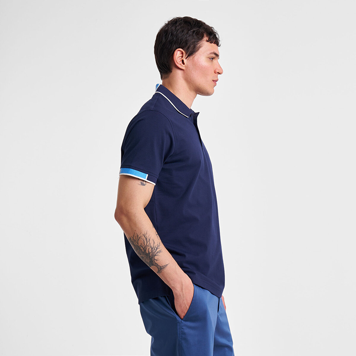 Erkek Lacivert Polo Yaka T-Shirt 25Y-1132 | Lescon