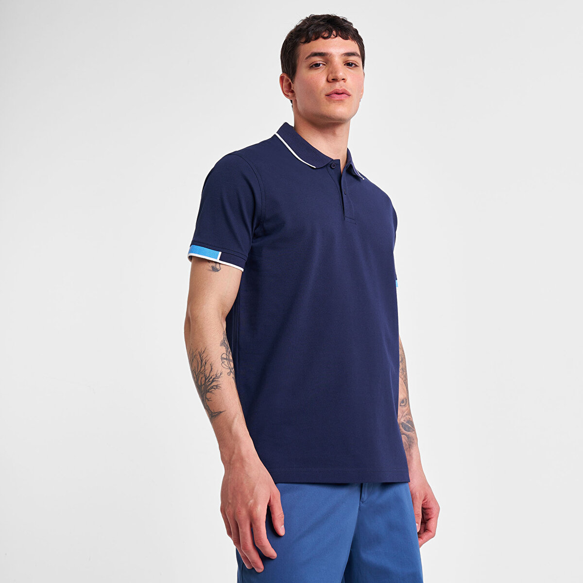 Erkek Lacivert Polo Yaka T-Shirt 25Y-1132 | Lescon