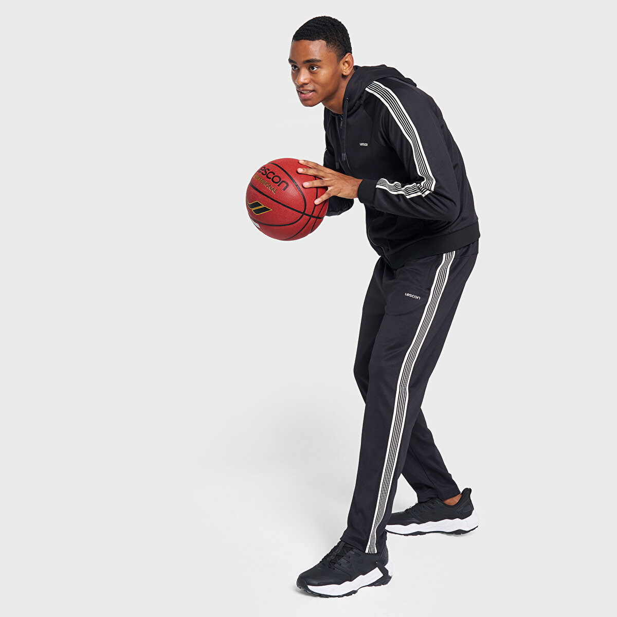 Erkek Siyah Basketbol Kapüşonlu Sweatshirt 26B-1052 | Lescon