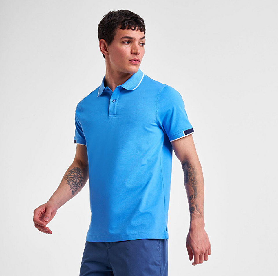 Erkek Mavi Polo Yaka T-Shirt 25Y-1132 | Lescon