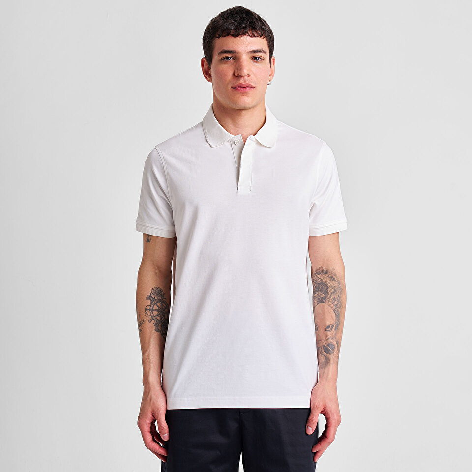 Erkek Beyaz Polo Yaka T-Shirt 25Y-1134 | Lescon