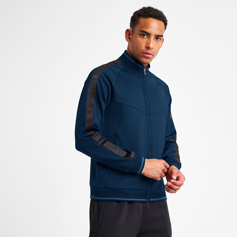 Erkek Mavi Fermuarlı Sweatshirt | Lescon